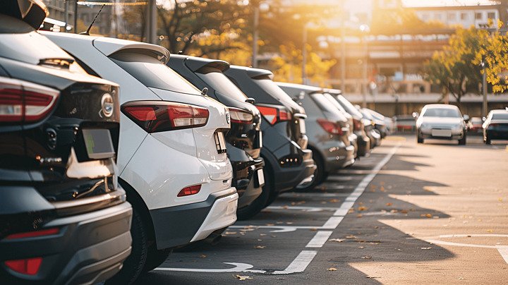 cars parking wind tinted windows to reduce sun heat and uv